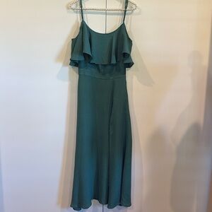 Flynn Skye Green Small Polka Dot Off The Shoulder Midi Dress Size Small
